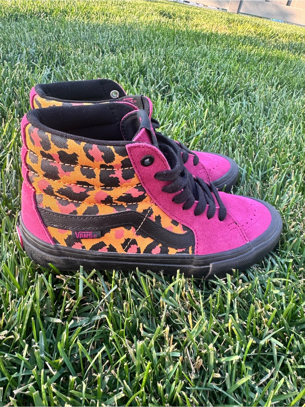 Vans Sk8-Hi Pro Punk Leopard Burgundy Pink High Top Sneakers Women’s 8 - Picture 2 of 11